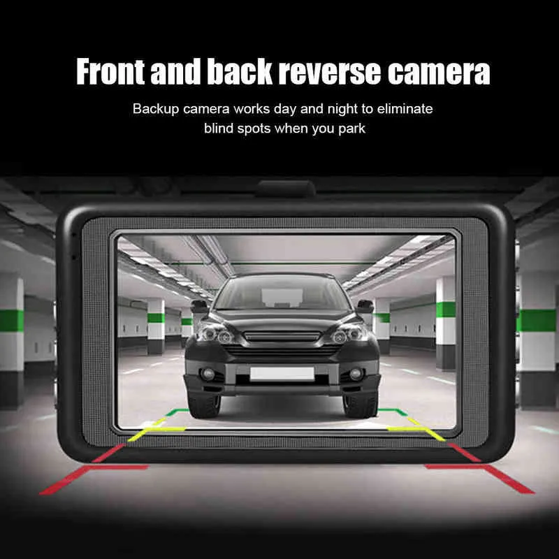 DRAK CAM CAR DVR PP Câmera traseira dianteira acionando para gravação de carro Night Night Angle Dashcam traseiro Sensor de estacionamento da câmera J220601