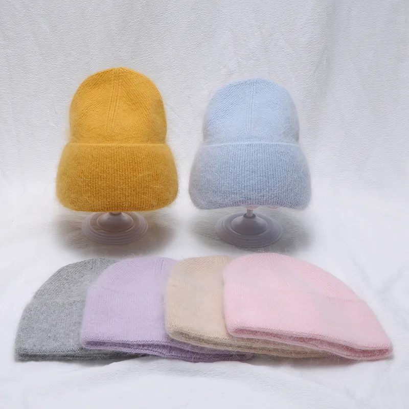 Jesienne zimowe kolor stały Kolor prawdziwe kaszmirowe czapki dla kobiety kaszmirowe unisex ciepłe dzianinowe hurtownia kapelusza 220812