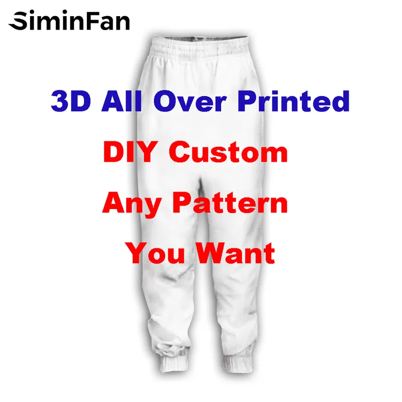 DIY Custom Design Ihr Muster 3D All Over gedruckt Männer Hosen Frauen Harajuku Jogginghose Hip Hop Casual männliche Hosen Punk-Stil 220613