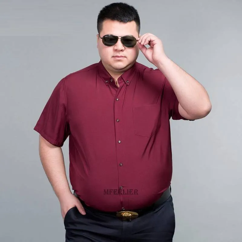 夏のプラスサイズ12xl 10xl 14xl 160kg男性のシャツ半袖パープルブラックネイビーブルービジネスフォーマルオフィスのウェディングドレス220322