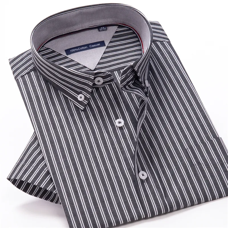 Classica camicia a maniche corta uomini estivi di alta qualità al 100% cotone leggero e comodo moda giovanile 220324