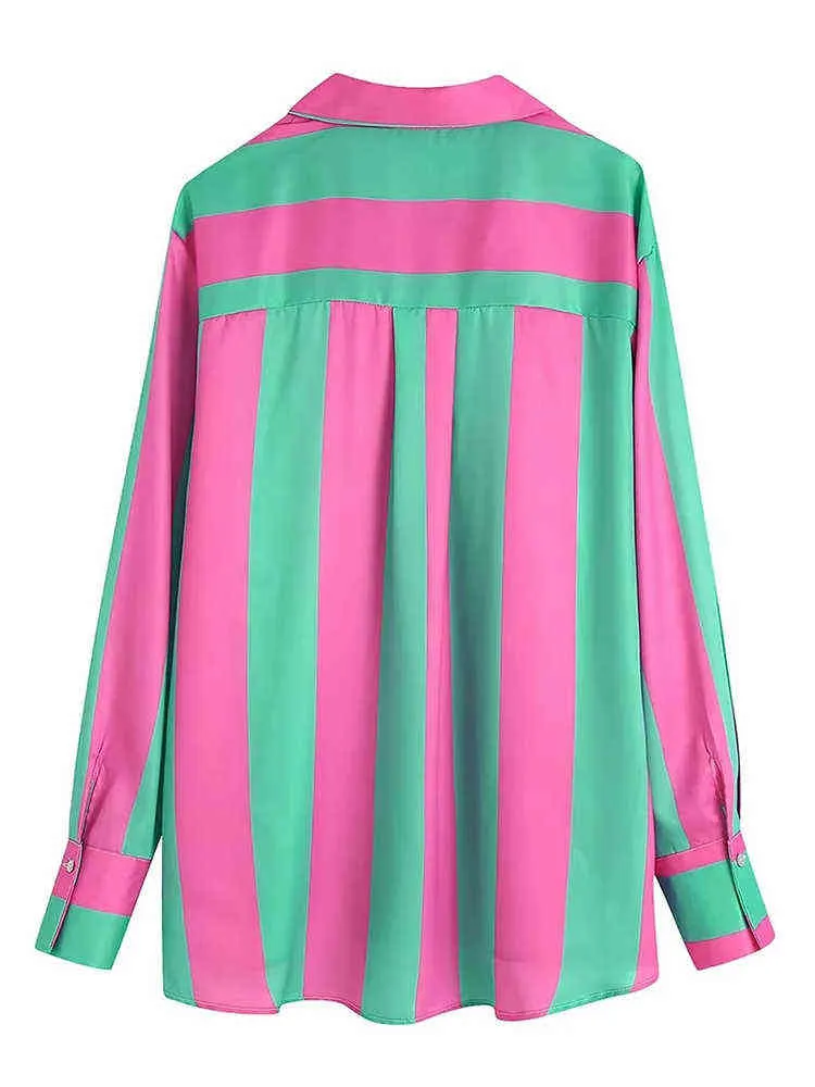 2022 camicia da donna a contrasto color patchwork camicette e camicie da donna a petto singolo top oversize top oversize shirt hawaian l220725