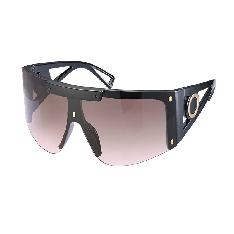 Shield Wrap Zonnebril voor vrouwen Zomerstijl 4393 Zwart Gray Sonnenbrille Gafa de Sol Fashion Oversized zonnebril UV400 Protecti259J