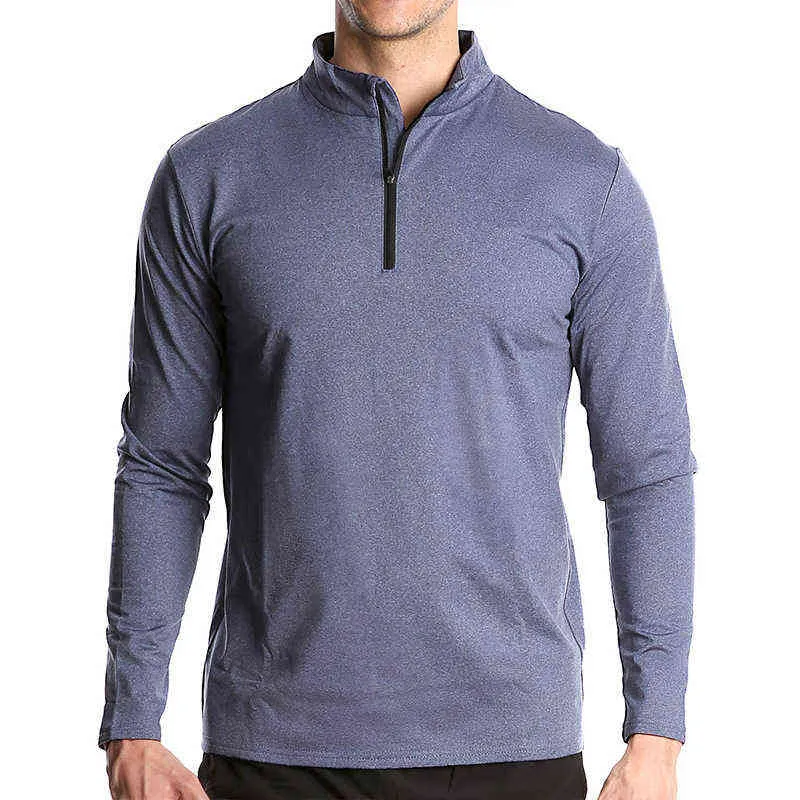 Spring Thermal Sports Sweater Мужчины 1/4 топы на молнии дышащий тренажерный зал.
