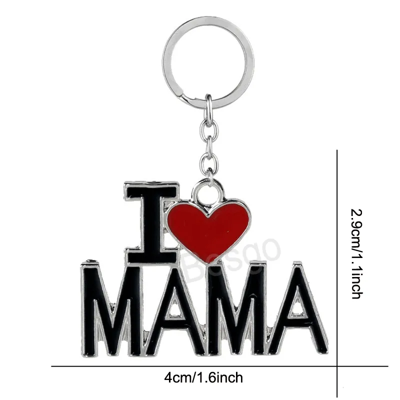 Engelsk brev nyckelring jag älskar pappa mamma Keyring Family Keychains hänge fäder Mors dag Gift Metal Papa Mama Key Chain BH6785 TYJ