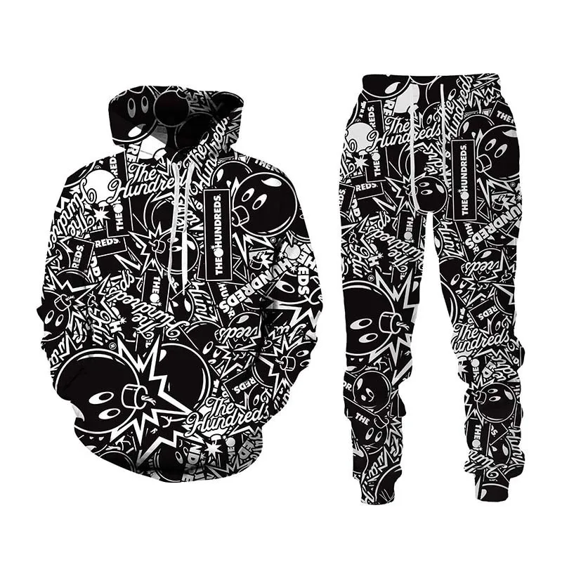 Men's Tracksuits Hip Hop 3D desenho animado Calças de capuz de capuz de forma legal homens/mulheres Sportwears Atual Conjunto de roupas da primavera Autumn Roupas masculinas 220826