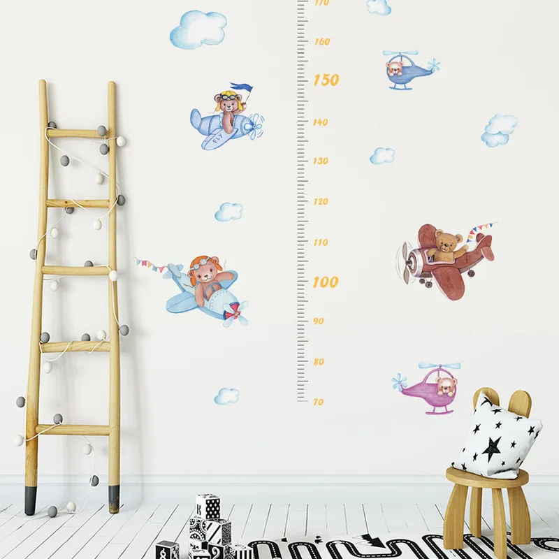 DIY Forêt Animaux Arbres Hauteur Wall Sticker Décor Nordique Moderne Enfants Hauteur Mesure Murale Stickers Pépinière Creative Papier Peint 220727