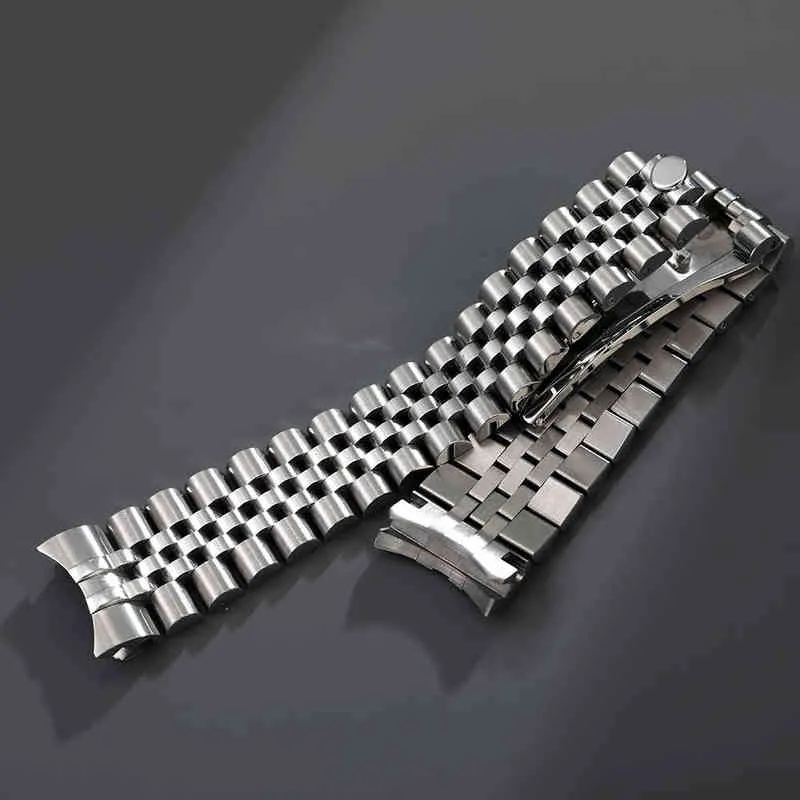 12mm 13mm 17mm 20mm 21mm 316L Solid Stainless Steel Jubilee Curved End Strap Band Bracelet Fit For H2204194446019