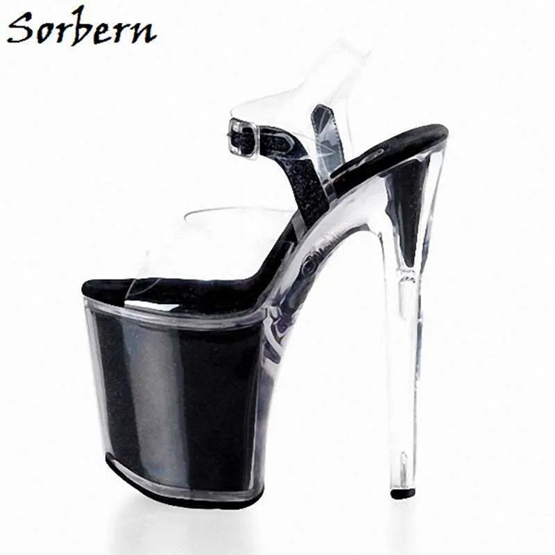 Sorbern Perspex talons sandales été couleur personnalisée bride à la cheville bout ouvert plate-forme élégante décorations de fête femmes chaussures sandales