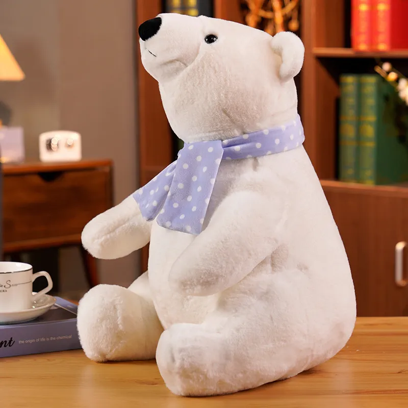 25/30/40 cm adorável urso polar brinquedos de pelúcia bonito macio branco ursos com cachecol bonecas de pelúcia travesseiro meninas presente dos namorados 220610