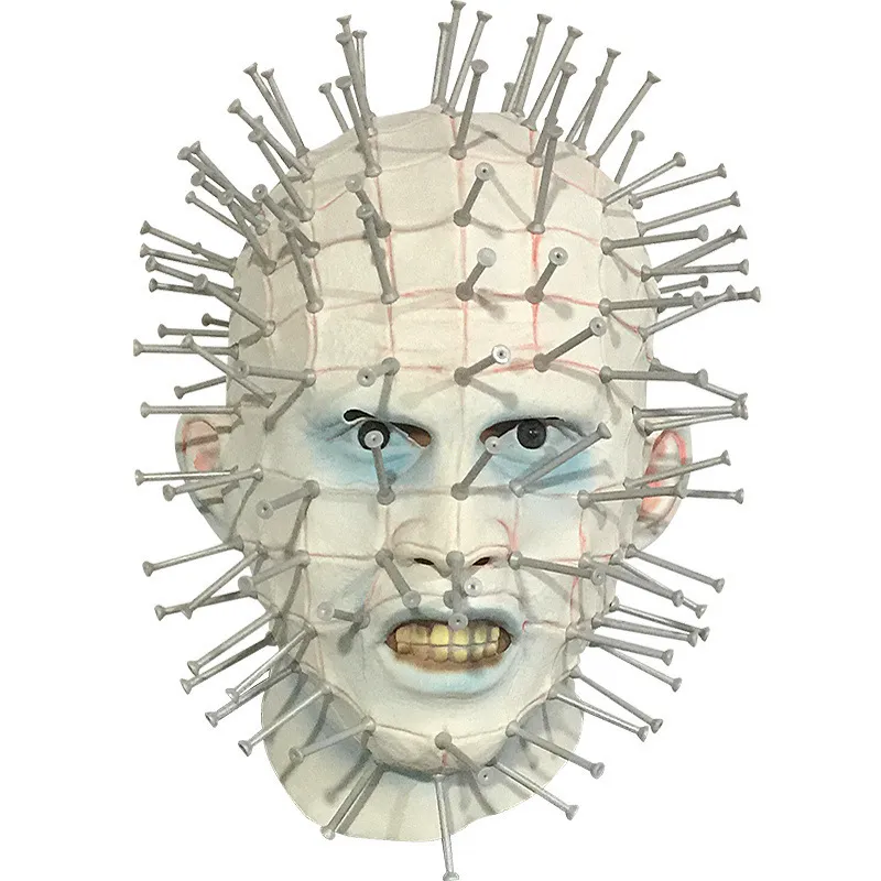 Hellraiser Pinhead Mask Mask Party Carnival Mascaras Head Nail Man Movie Cosplay Mask Halloween Latex Scary Scary Spoof Props 220719