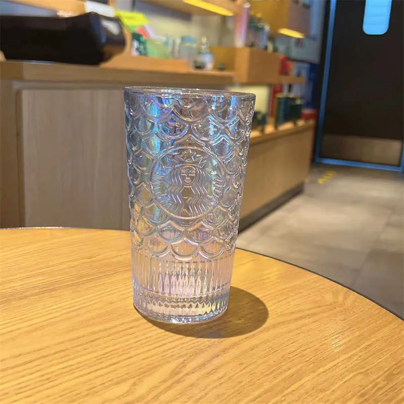 Starbucks verre paille tasse anniversaire couronne d'or déesse eau tasse rêve coloré écailles de poisson tasse avec couvercle