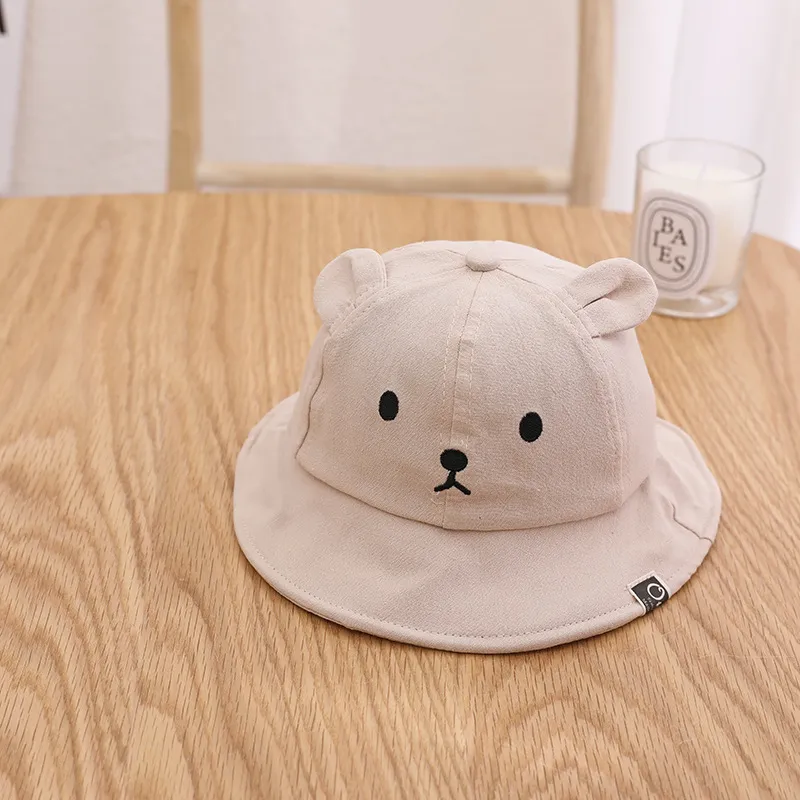 Baby Summer Bucket Hats For born Infant Cute Embroidery Bear Hat With Ears Outdoor Soft Cotton Toddlers Panama Sun Cap 2205198179187