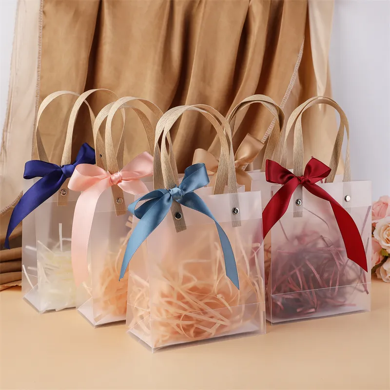 Clear Tote Toy Presentväska PVC Transparenta mjuka förpackningar med handslinga, klar plasthandväska, 10st 220427