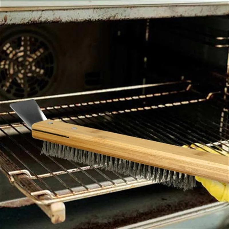 Ferramentas para churrasco Forno Escova de arame Pizza Pedra de limpeza Escova com raspador Acessórios para grelha