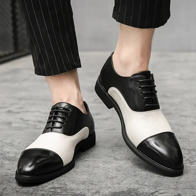 Oxford Shoes Men Pu Skórzanie Dopasowanie kolorów Casual Fashion Professional Bankiet Klasyczne Buty All-Match DH929