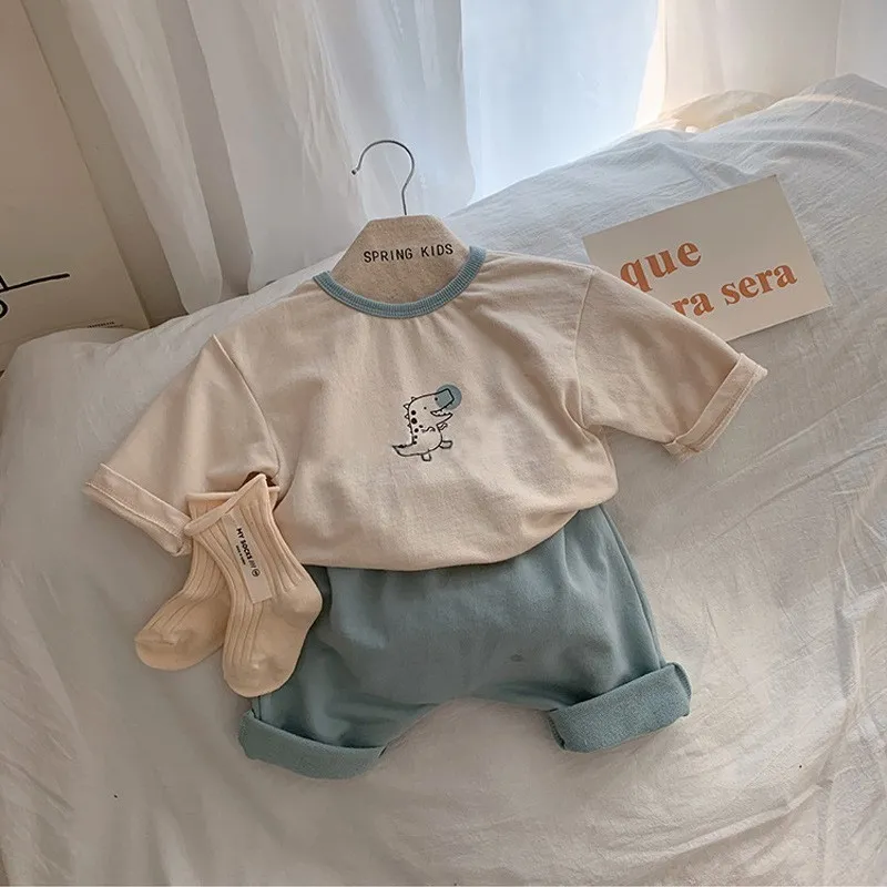 Conjuntos de ropa de dibujos animados de otoño para bebés y niñas pequeñas, camiseta de manga larga + Pantalones elásticos, trajes de 2 uds para bebés nacidos 220509