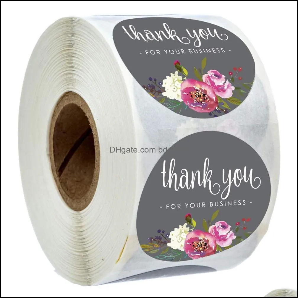 500pcs thank you for supporting my business Kraft Stickers with Gold Foil round labels sticker small shop handmade sticker
