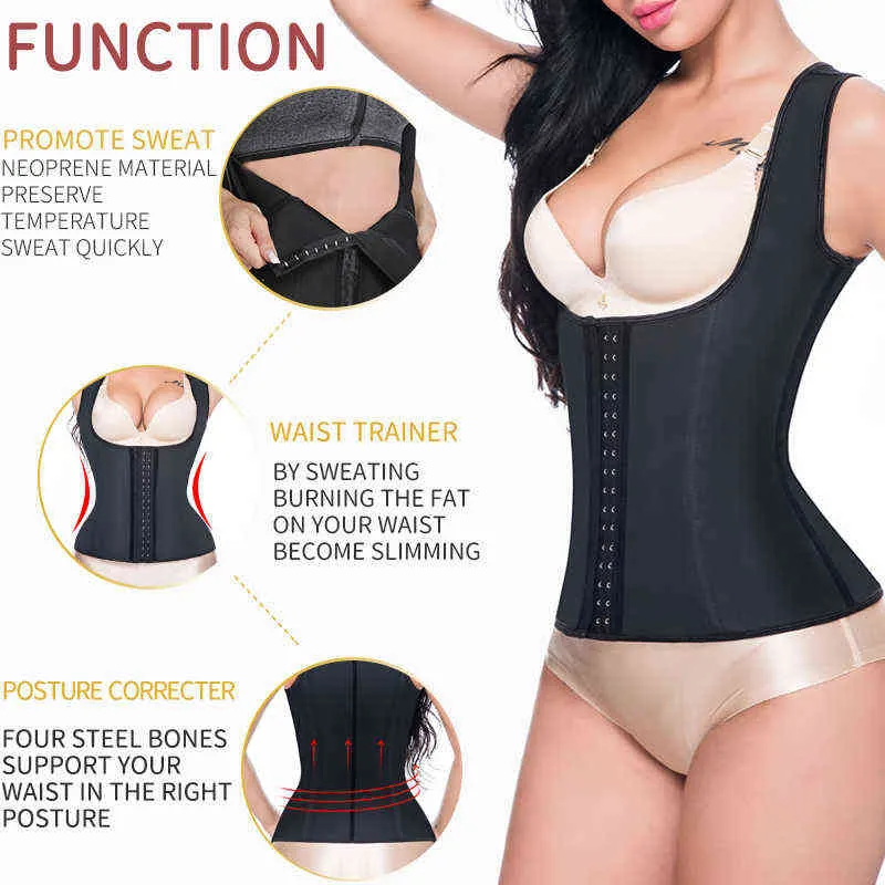 Waist Trainer Weight Loss Slim Vest Woman Tummy Slimming Sheath Body Shaper Shapewear Latex Belly Shapers Corset L220802