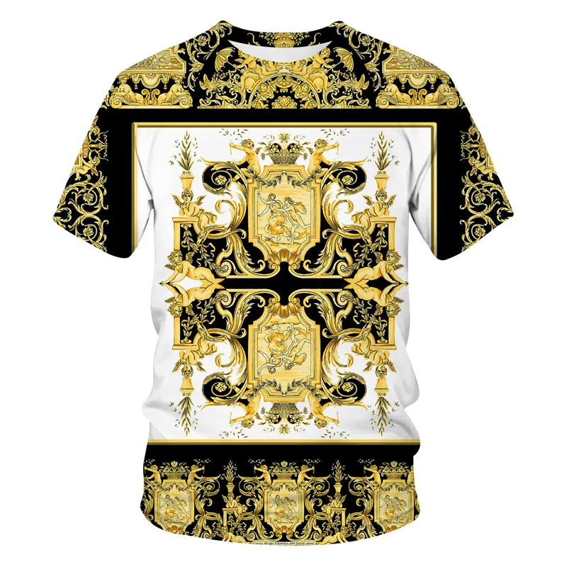 Mode d'été T-shirt surdimensionné pour hommes 3D Anime baroque imprimé col rond à manches courtes en plein air décontracté haut de sport t-shirt 6xl 220629