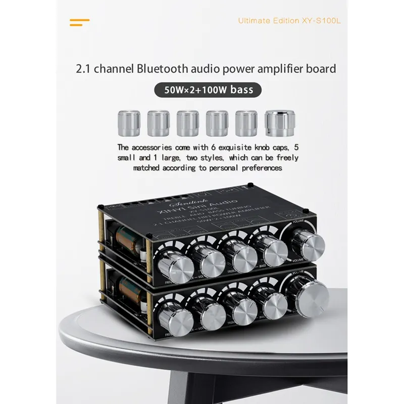 Bluetooth 5.0 2.1 Power de canal O Carte d'amplificateur de subwoofer stéréo 50WX2 + 100W Amplement de haut-parleur XY-S100L7548829
