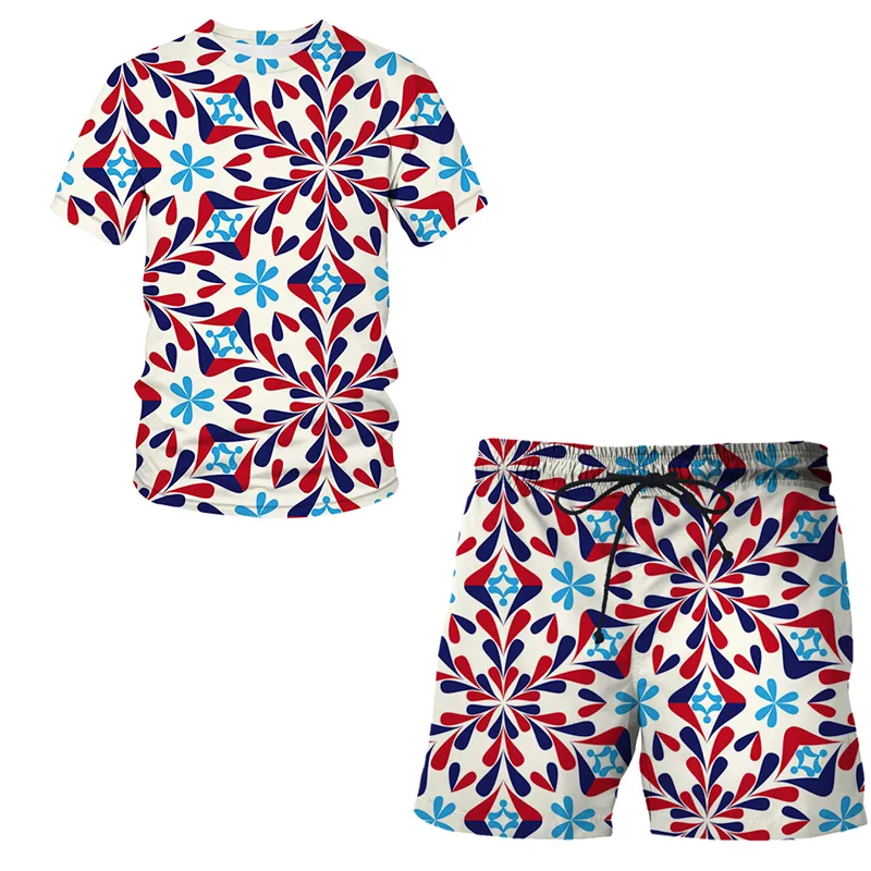 Japanese Style 3D Print Sweat Suit Set Men Short Sleeve T Shirt Beach Shorts Casual Men TShirt Men clothing 220624