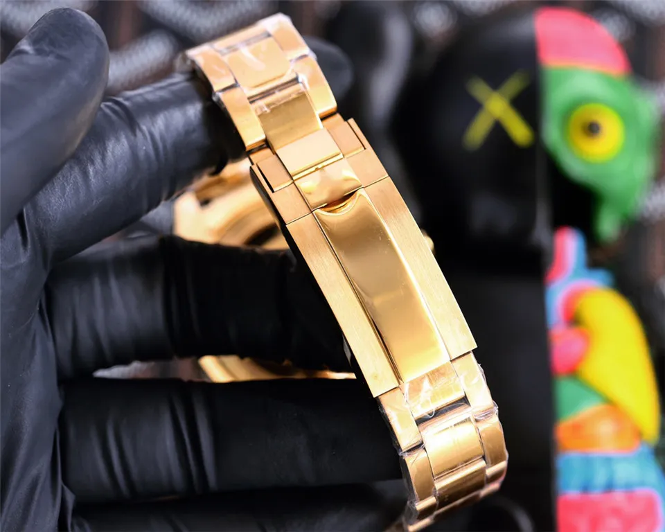 Heren merkhorloges Rose goud diamanten horloge Automatisch uurwerk Roestvrij stalen vouwgesp Montre De Luxe307k