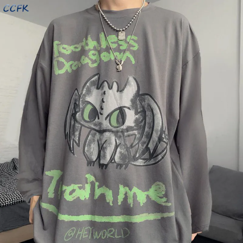 Harajuku Emo Clothes Long Sleeve Gothic T shirts Women Punk Top Men Cartoon Grunge Hip Hop Streetwear Alt Aesthetic 220714