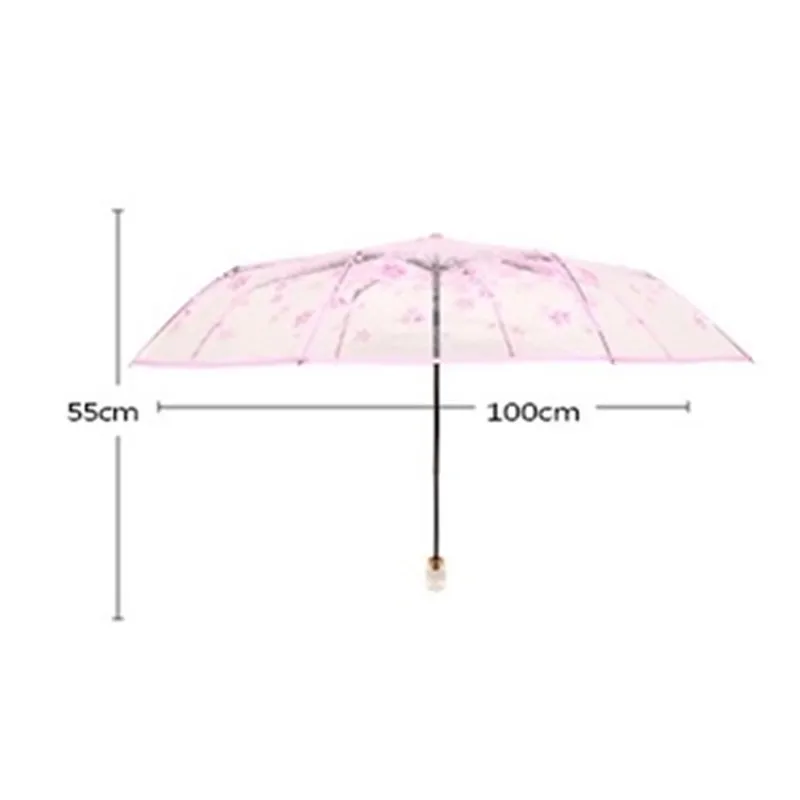 Romantyczne przezroczyste czyste kwiaty Bubble Dome Cute Designer Goth parasol dla wiatru Heavy Rain Women Sun 220426