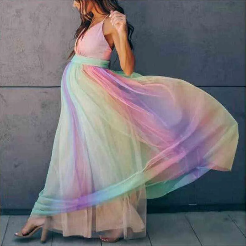 Maternidade Rainbow Voile Vestido de noiva Fotão fotográfica Gravidez Verão Baby Bathing Mulheres grávidas Maxi GOWN FOTOGRAFIA APOSS 2022 G220309
