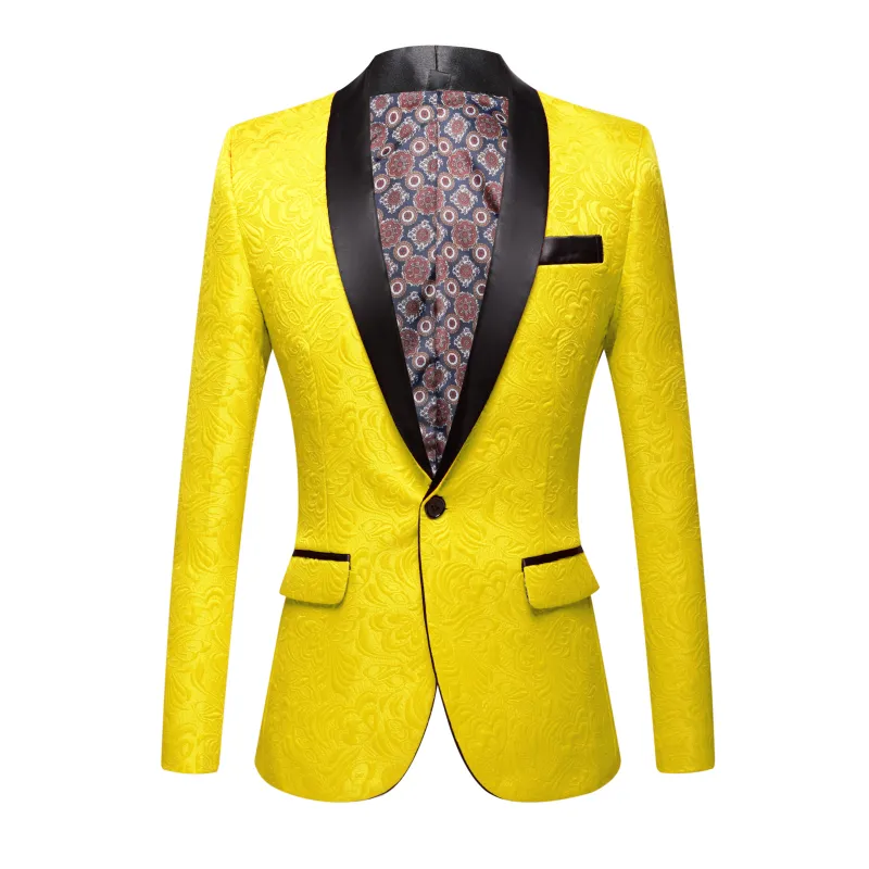 Höst / Winterpink Yellow Black Whit European And American Men's Wear Långärmad Heavy Jacquard Modig kostym Jacka 220409