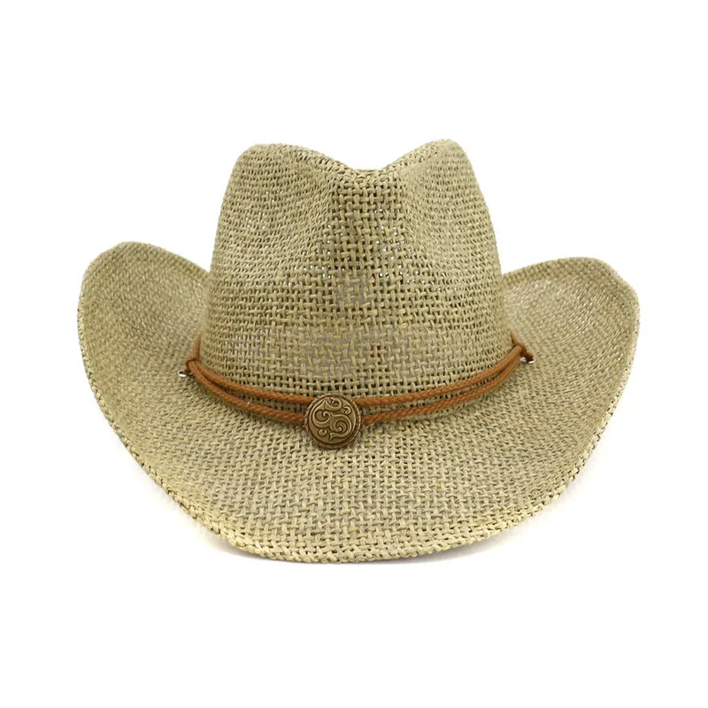 Chapéu de sol para homens e mulheres chapéus de verão personalizados chapéu de palha de cowboy ocidental chapéu de praia HA18 220407288e