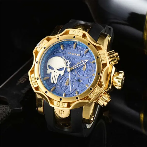 ksa Men's Sports Watch Skull Shape Fashion Casual Big Dial Comfortable Rubber Strap Male Wristwatch Reloj de cuarzo para hombre