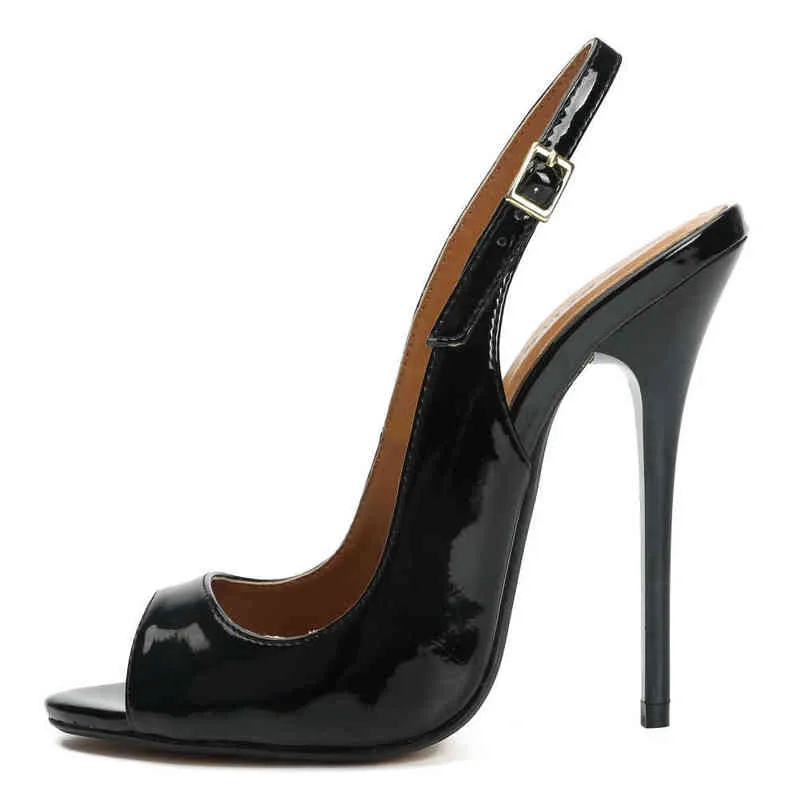 Sandálias femininas da moda 2021 Sapatos de salto alto de verão elegante preto marca vermelha lady sandálias Party Women Slingback Shoes Grande Tamanho G220527