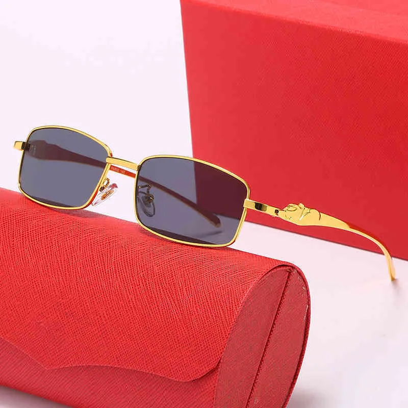 Nytt leopardhuvud Solglasögon för män och kvinnor trendiga gata solglasögon ramcirkel Silk Square Optical Glass232k