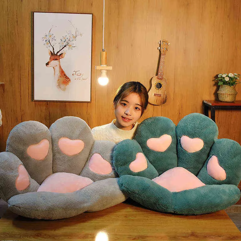 Cm Kawaii Plush Cushion Filled Bear Paw Mat Cute Animal Cat Foot Heart Soft Toy For Home Decor Gifts J220704