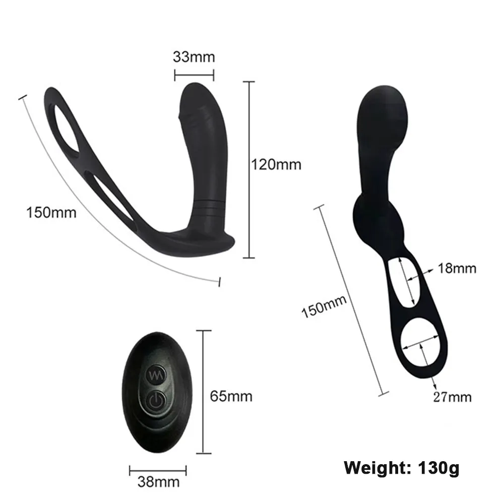 Godemichet anal vibrateur Anal jouet sexy avec anneau de pénis Massage de la prostate rechargeable amélioration de l'éjaculation prolongateur d'érection pour hommes