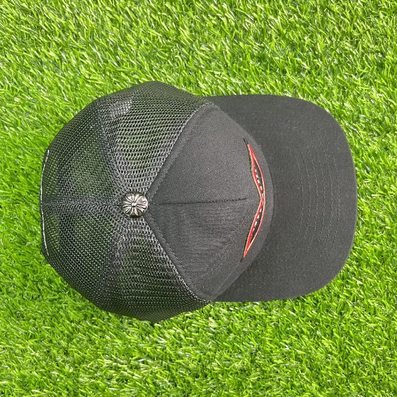 Black Mesh Ball Caps Mouth Pattern Fashion Brand Sun Protection Hats for Men and Women