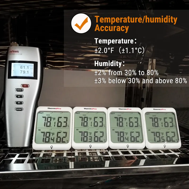 ThermoPro TP63C Hygrometer Thermometer Fuktighetsmätare 60m trådlös digital termometer väderstation med bakljus 220531