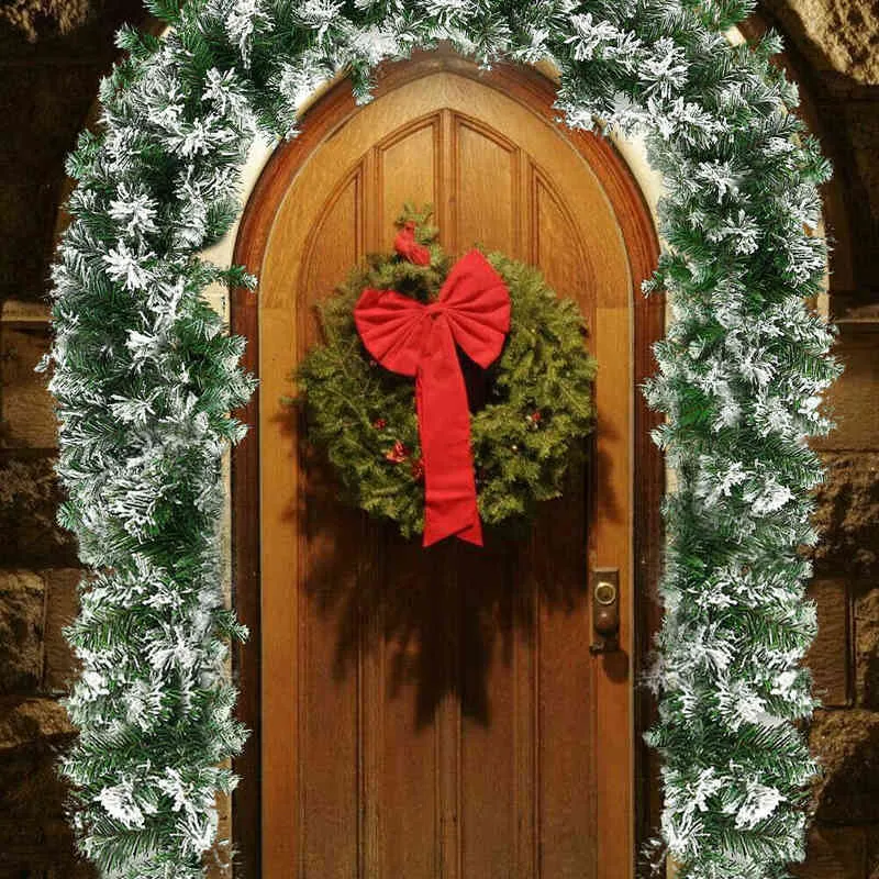 6ft 1.8m عيد الميلاد جارلاند أبيض تساقط الثلوج المدفأة القوسة الباب الاصطناعي الزخارف الزفاف منزل الزفاف L220812