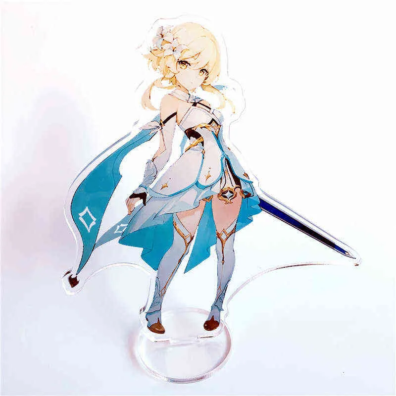 Genshin Impact Ornamenti acrilici Zhongli Xiao Stand Carte Anime Gioco Action Figure Modello Piastra Decorazione da scrivania Fan in piedi Regali AA220318