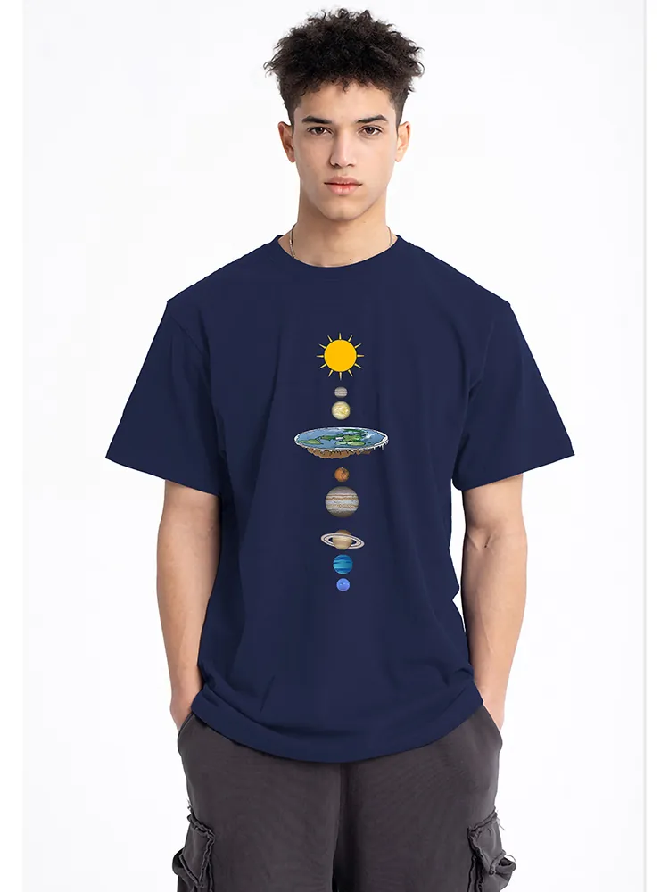 Kozmik Güneş Sistemi Gezegenleri Baskı Adam Tişört Büyük Boy Giysiler Düzenli Kol Tişörtleri Erkek Moda Günlük Tee Gömlek 220621