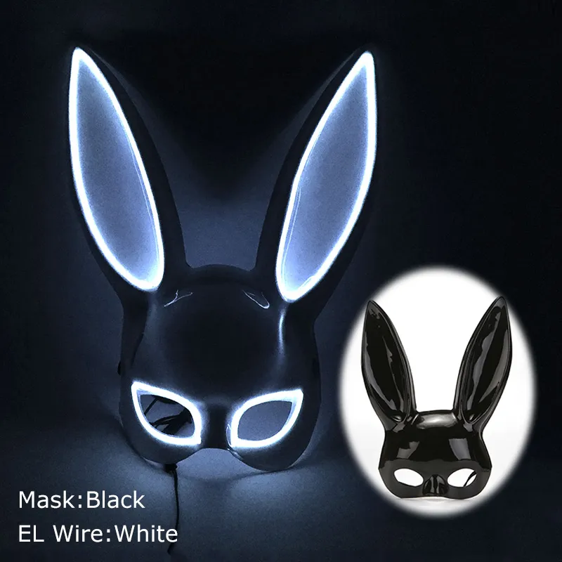 Carnaval El Wire Masque de lapin masque masque à la tête de la nuit du lapin conduit pour le mariage d'anniversaire 2207156719129