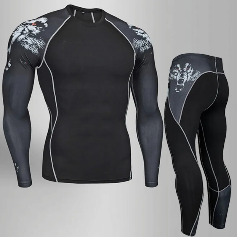 Top quality thermal underwear men sets compression fleece sweat quick drying clothing 220719