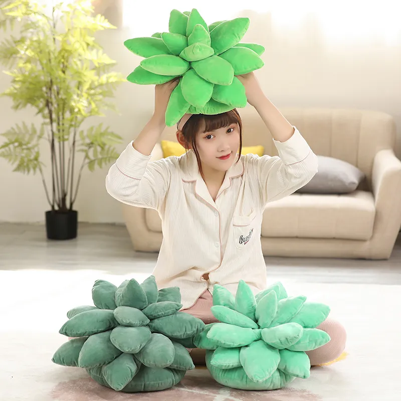 2545cm Lifelike Succulent Plants Plush Stuffed Toys Soft Doll Creative Potted Flowers Pillow Chair Cushion for Girls Kids Gift 220628