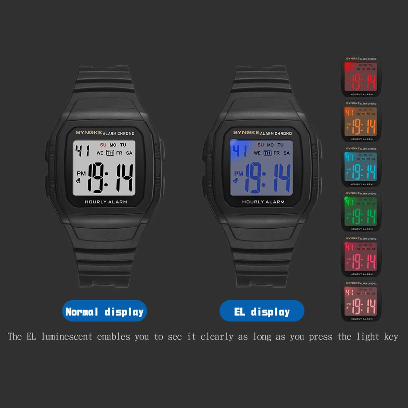 Elektronische horloge LED-display 30m Waterdichte schokbestendige sporten voor Sudents Plastic Band Horloge