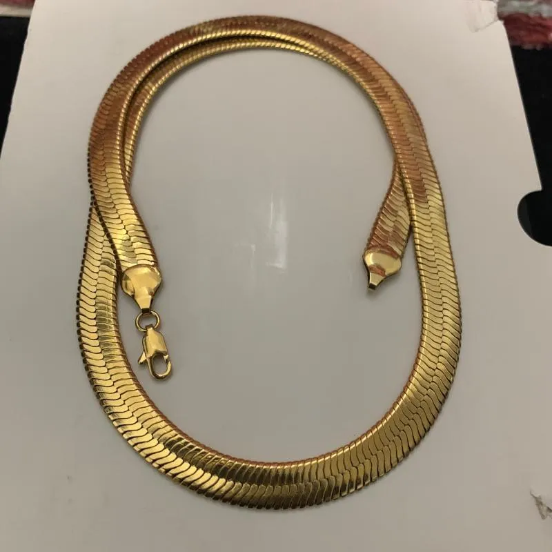 Correntes 10mm cadeia de cobra para mulheres homens cor de ouro plana herringbone gargantilha colar hip hop moda jóias giftchains310l