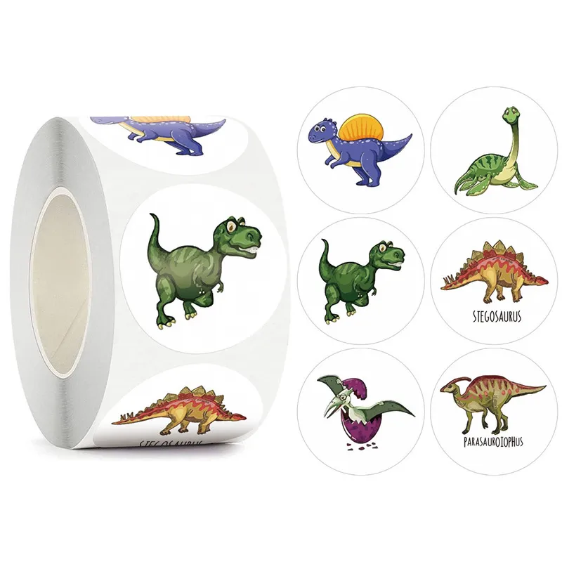 50 autocollants de dinosaures animaux mignons pour enfants 1 pouce garçon jouet jeu anniversaire salle de classe fête récompense décoration 220716