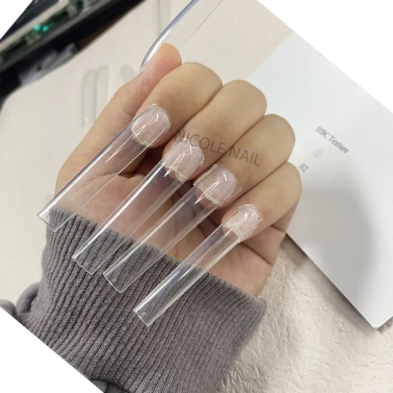 3xl Square raka extra Långt full täckning naglar konstgjorda akryl falska nagelips klara tryck på manikyrverktyg 220716