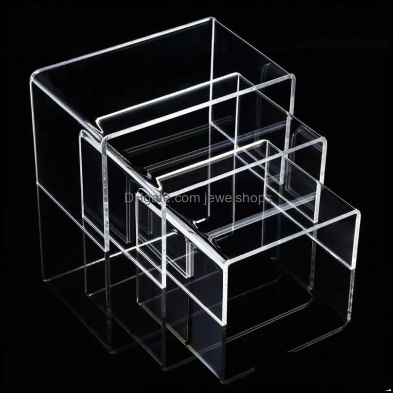 jewelry pouches bags acrylic display risers 3 size steps stand anti-corrosion clear showcase shelf for figure buffetjewelry